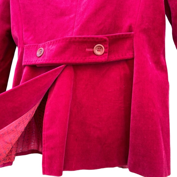 MaxMara Velvet Blazer Women’s Sz 8 Red Maroon Berry - Pointed Collar, 2 Buttons - Picture 4 of 16